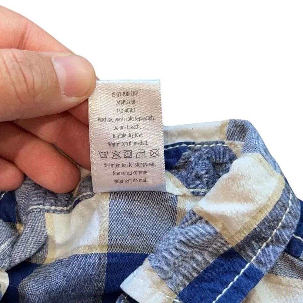 4/$25 Gymboree Blue‎ & White Checkered Baby Romper - Size 0-3 months